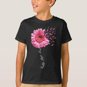 T-shirt Faith Hope Love Pink Ribbon Daisy Flower Breast Ca