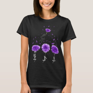 T-shirt Faith Hope Love Purple Tournesol Fibromyalgie Awar