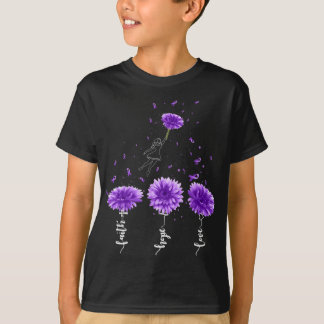 T-shirt Faith Hope Love Purple Tournesol Fibromyalgie Awar