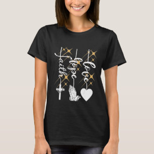 T-shirt Faith Hope Love Religious Christian Jesus Cross Pr