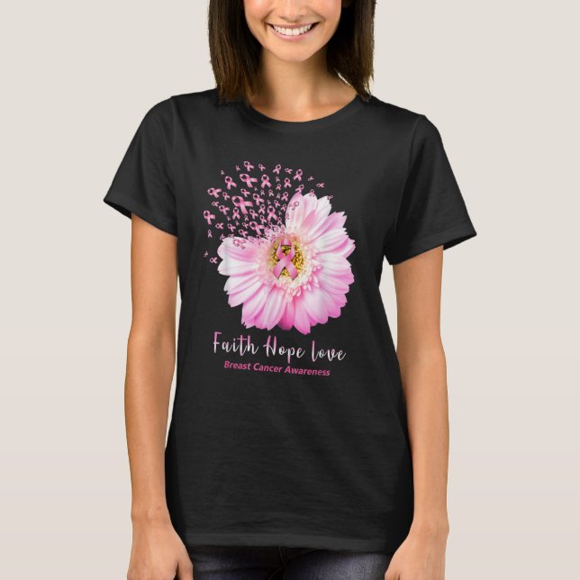 T-shirt Faith Hope Love Sensibilisation au cancer du sein (Devant)