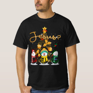 T-shirt Faith Hope Love Snowman Jesus Funny Xmas Croix pou