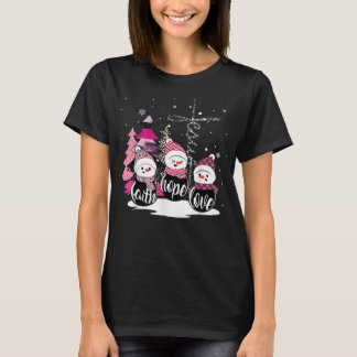 T-shirt Faith Hope Love Snowman Jesus Xmas Tree Christian