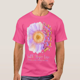 T-shirt Faith Hope Love Sunflower Butterfly Psoriasis Awar