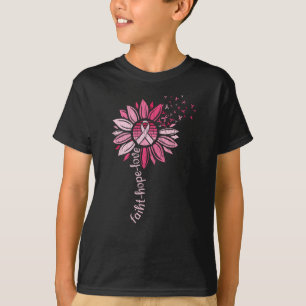 T-shirt Faith Hope Love Sunflower Cancer du sein Sensibili