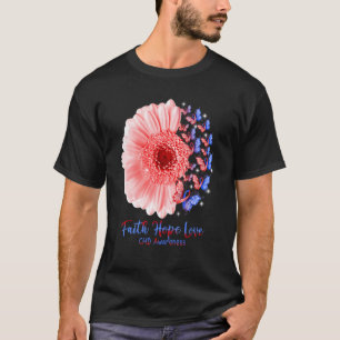 T-shirt Faith Hope Love Sunflower Papillon Chd Sensibilisa