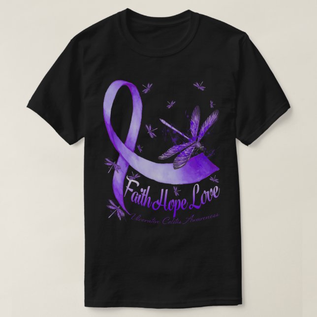 T-shirt Faith Hope Love Ulcerative Colitis Awareness Drago (Design devant)