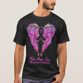 T-shirt Faith Hope Love Wings Breast Cancer Awareness Pink