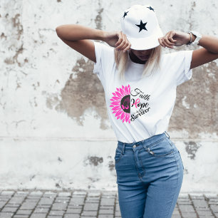 T-shirt Faith Hope Survivante Sensibilisation au cancer du