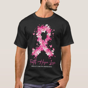 T-shirt Faith Love Hope Cancer du sein Sensibilisation Flo