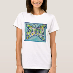 T-shirt Faith Mot Papillon Art Peinture Chemises personnal