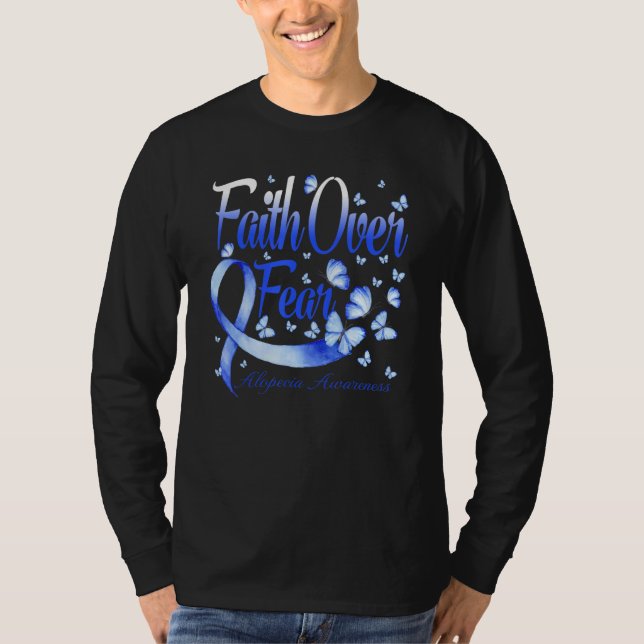 T-shirt Faith Over Fear Alopecia Awareness Butterfly (Devant)