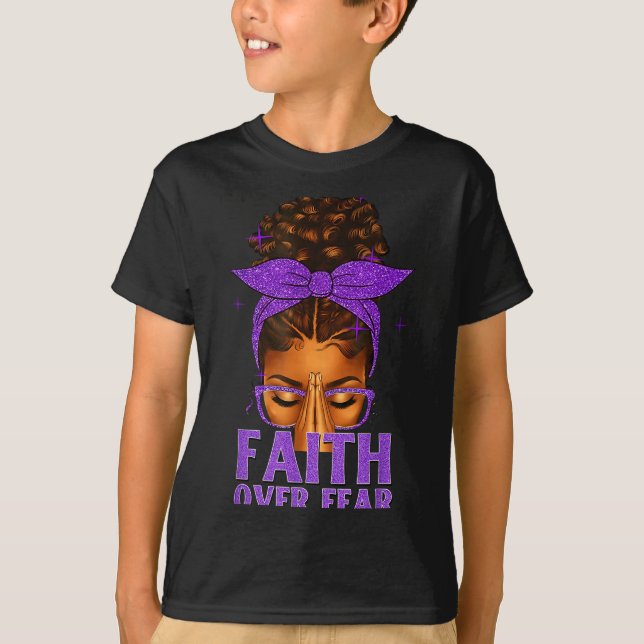 T-shirt Faith Over Fear Black Women Afro Christian African (Devant)