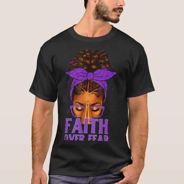 T-shirt Faith Over Fear Black Women Afro Christian African (Devant)