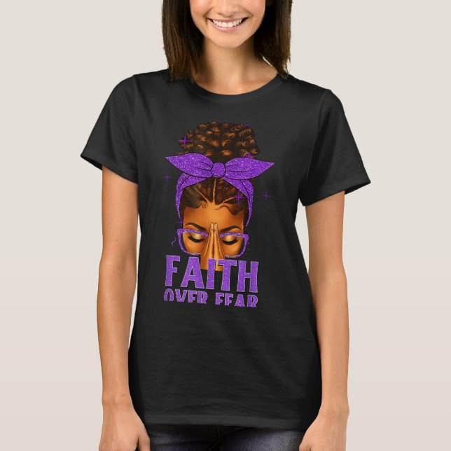 T-shirt Faith Over Fear Black Women Afro Christian African (Devant)