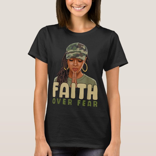 T-shirt Faith Over Fear Christian Camo African American Af (Devant)