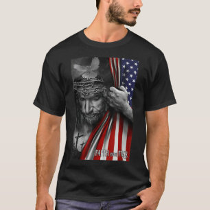 T-shirt Faith over fear Jesus American Flag Patriot Christ