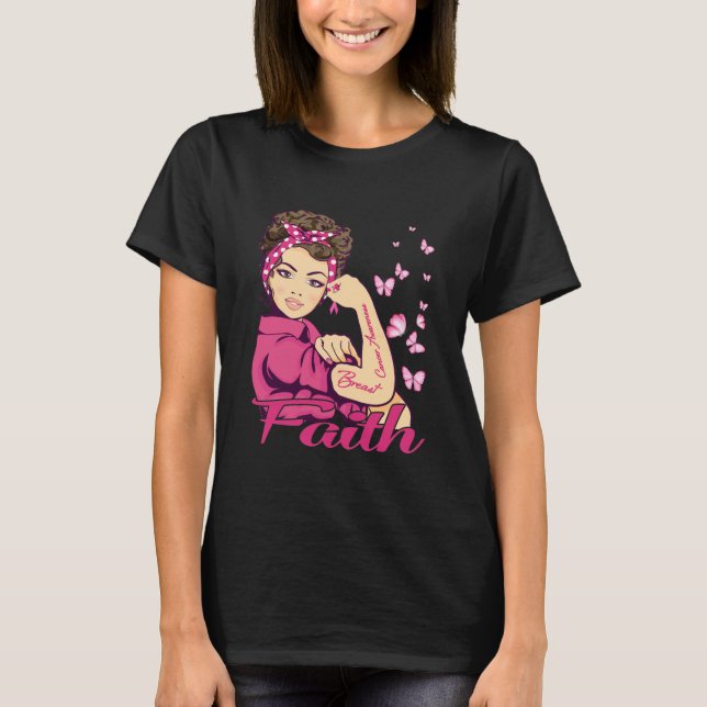 T-shirt Faith Rosie Riveter Sensibilisation au cancer du s (Devant)