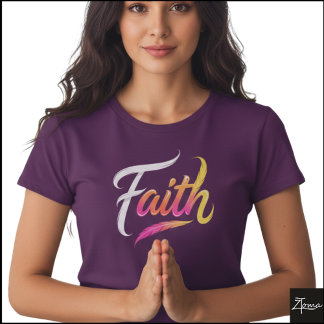 T-shirt Faith Word Neon Glossy Feather Script