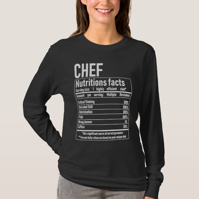 T-shirt Faits nutritionnels de chef Cuisine culinaire Cuis (Devant)