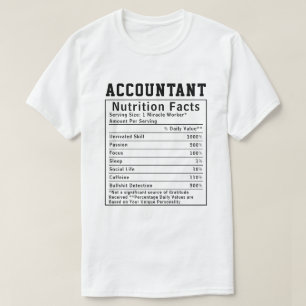 T-shirt Faits nutritionnels de comptable drôle Finances Pe