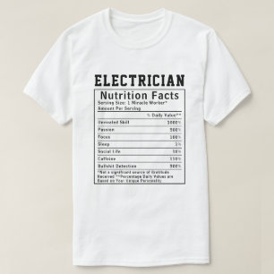 T-shirt Faits Nutritionnels d'Électricien Drôle Cadeau Éle