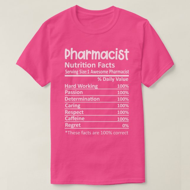 T-shirt Faits nutritionnels des pharmaciens (Design devant)