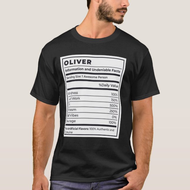 T-shirt Faits nutritionnels d'Oliver (Devant)