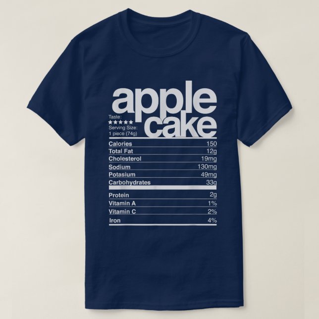 T-shirt Faits nutritionnels du gâteau d'Apple Desserts Han (Design devant)