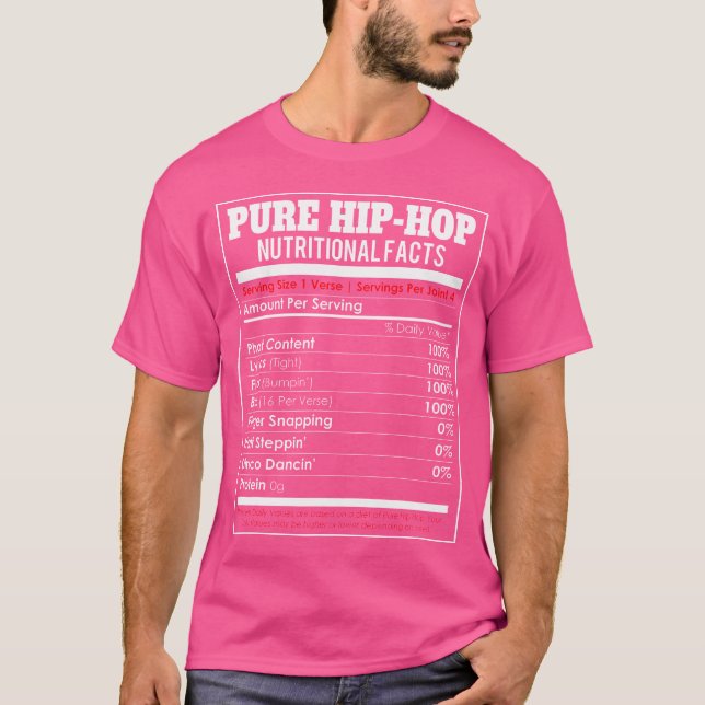 T-shirt Faits nutritionnels Hip hop purs - Drôle Hip-Hop M (Devant)