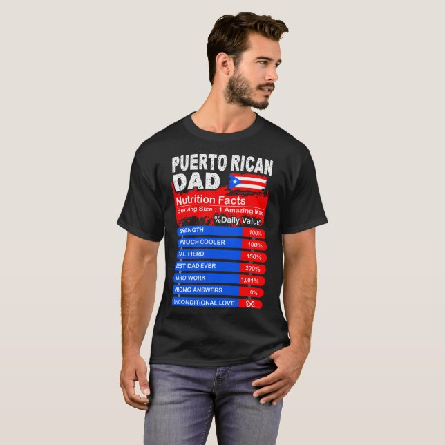 T-shirt Faits portoricains de nutrition de papa servant le (Devant entier)