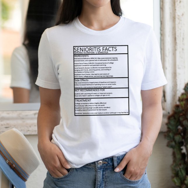 T-shirt Faits sur la senioritis/Diplômation (Créateur téléchargé)