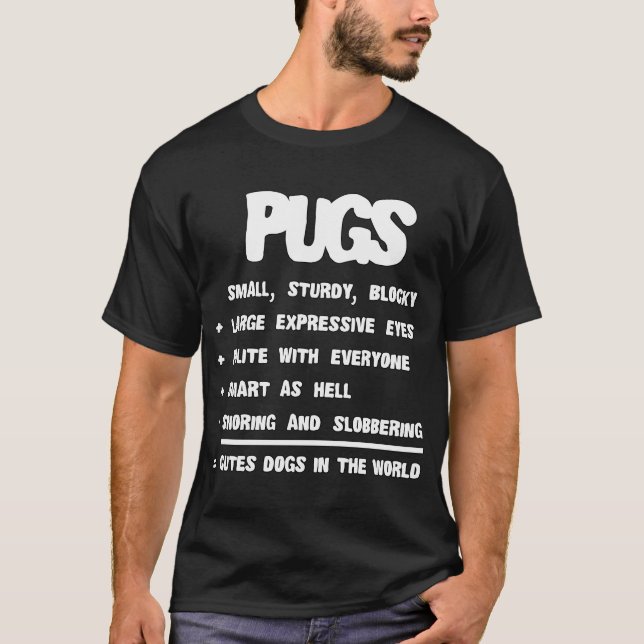 T-shirt Faits sur les pug amateur de chiens  (Devant)