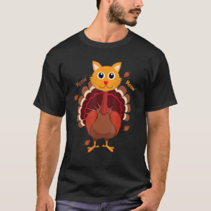 T-shirt Fake Cat Meow Thankgiving Turquie