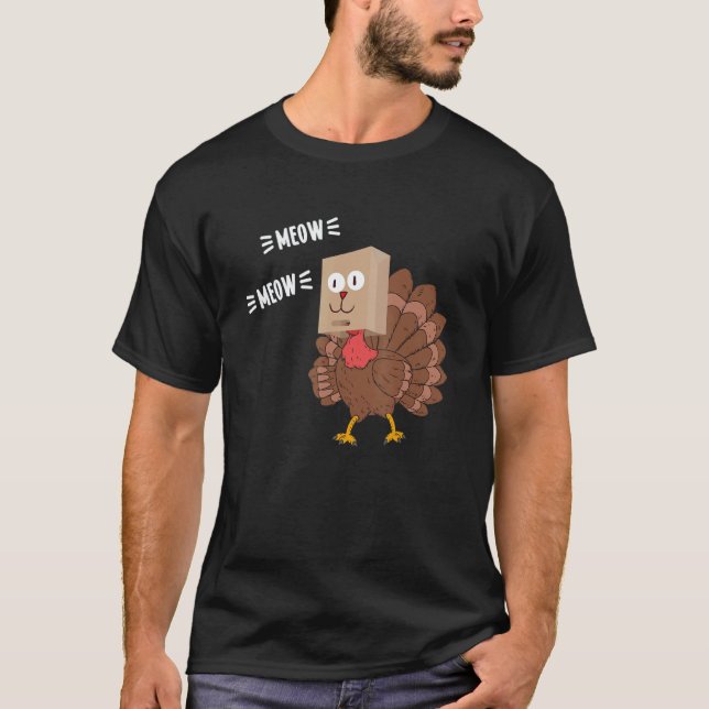 T-shirt Fake Cat Meow Thanksgiving Turkey (Devant)