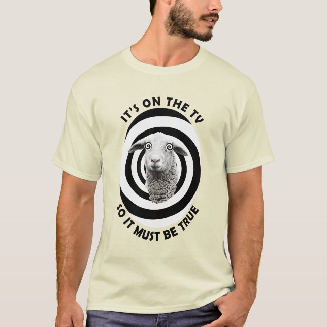 T-shirt Fake News Sheeple Funny TV (Devant)