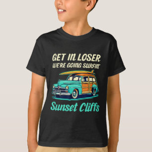 T-shirt Falaises de coucher de soleil Californie Surf Girl