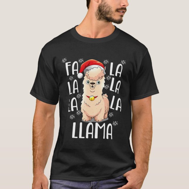T-shirt Falalala Lama Noël Carol Femmes Enfants (Devant)