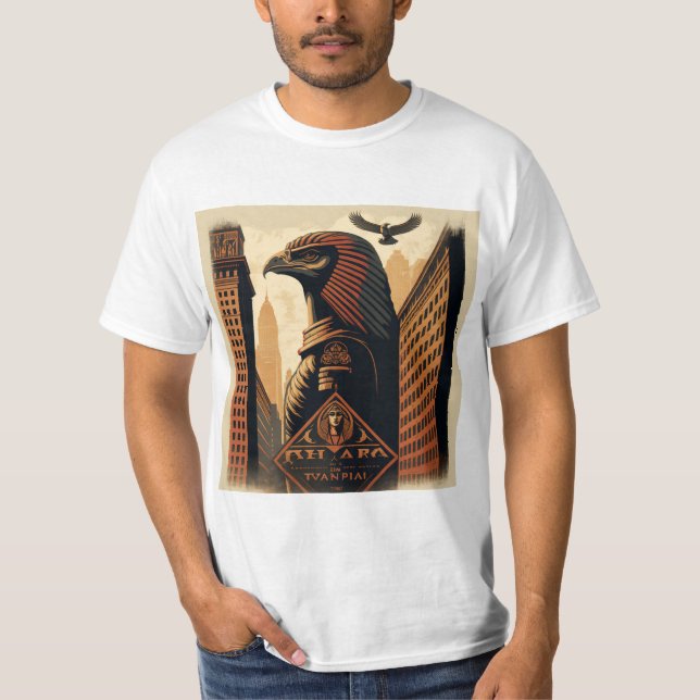 T-shirt Falcon Ra Egyptian god in the city (Devant)