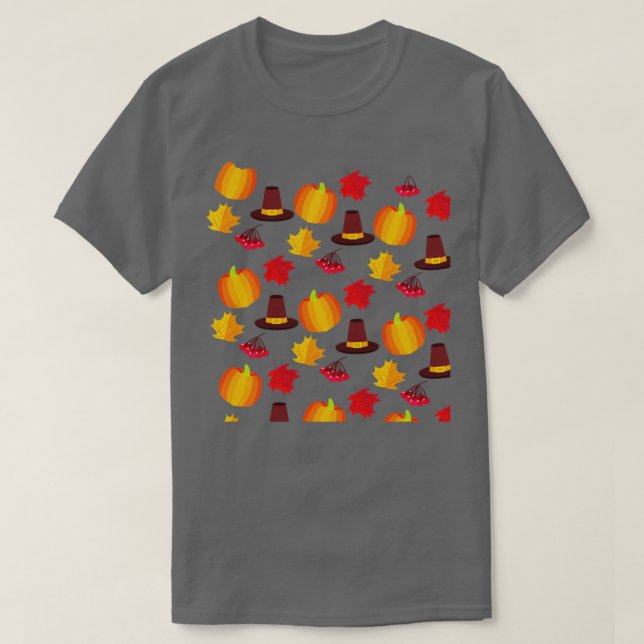 T-shirt Fall Autumn Thanksgiving Pattern Design (Design devant)