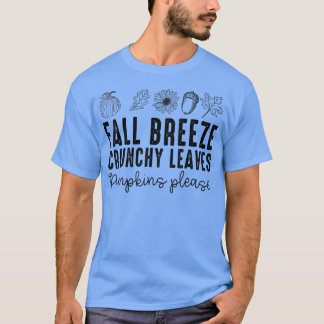 T-shirt Fall Breeze Crunchy Feuille Citrouilles S'il vous