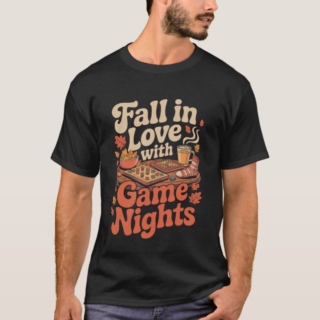 T-shirt Fall in Love with Game Nights Autumn Board Game Vi (Devant)