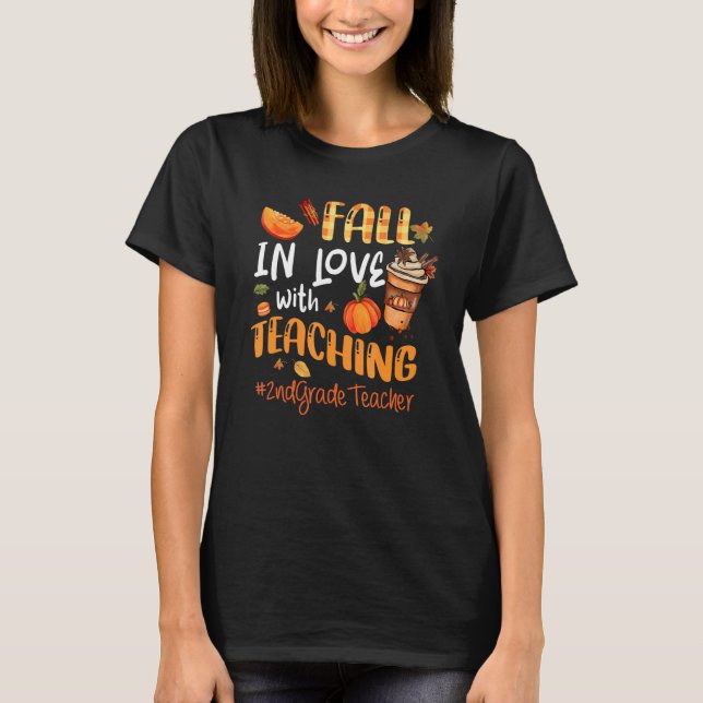 T-shirt Fall In Love With Teacher de 2e année Remerciement (Devant)