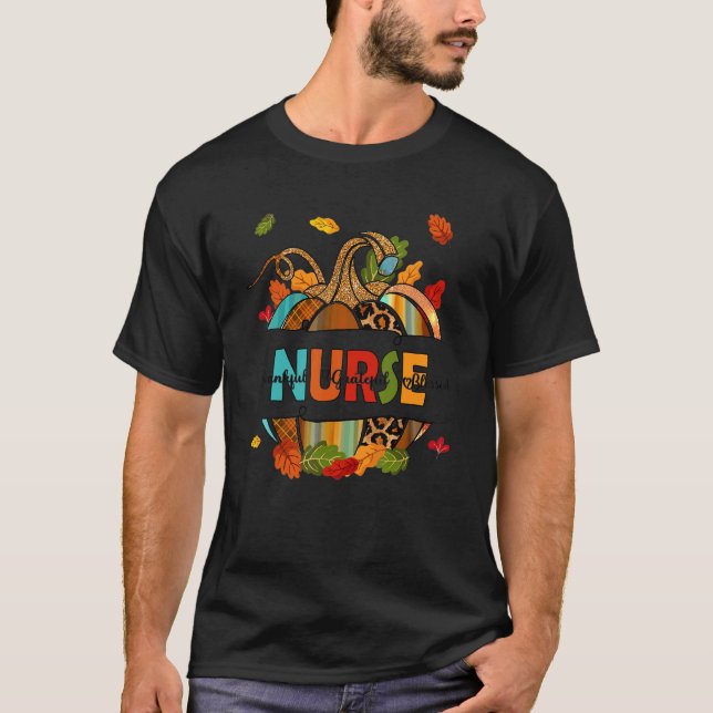 T-shirt Fall Nurse Pumpkin Thankful Grateful Blessed Nurse (Devant)