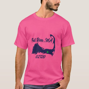 T-shirt Fall River MA 02720 MASS Massachusetts State Map S