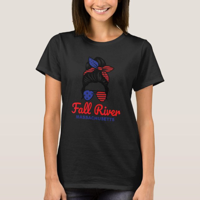 T-shirt Fall River Massachusetts Rétro Chignon Décoiffé (Devant)