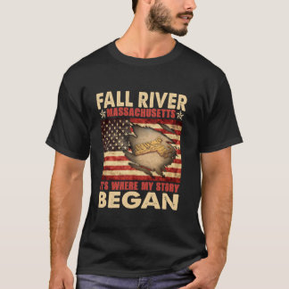 T-shirt Fall River Massachusetts USA Drapeau 4 juillet lon