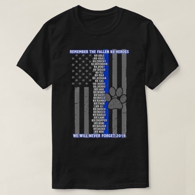 T-shirt Fallen K9 Memorial 2019 Famille de la ligne bleue  (Design devant)