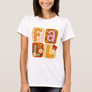 T-shirt Falling shirts｜Fall festivities｜Fall patchwork qui