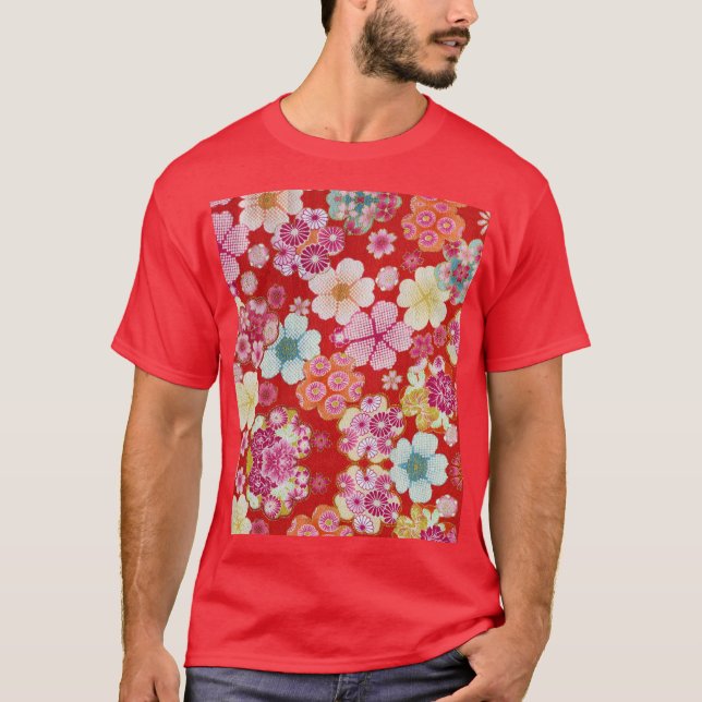 T-shirt Falln Crimson Floral Chirimen (Devant)